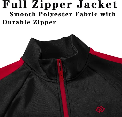 Miniatura 4 de MoFiz Chándal deportivo para hombre, 2 piezas, chaqueta con cremallera completa, pantalón de manga larga, casual, para correr, gimnasio