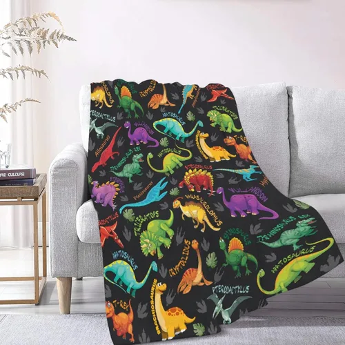 Miniatura 2 de Manta de dinosaurio para regalo, manta de franela ultra suave y acogedora, manta de forro polar ligera y mullida, manta de felpa cálida para sofá