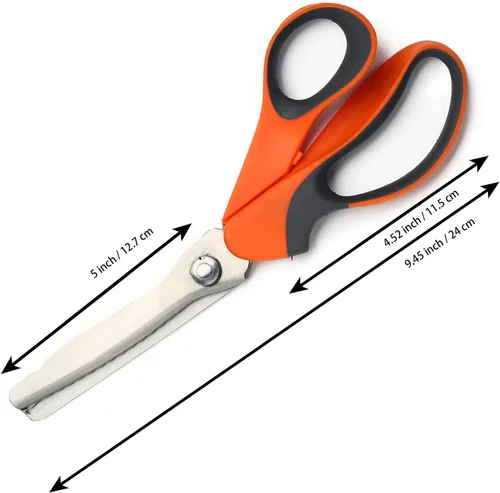Miniatura 7 de BlueSnail Tijeras de acero inoxidable con agarre cómodo, mango profesional, para manualidades, costura, corte en zigzag, tijeras de coser
