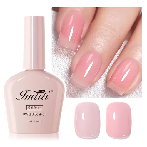 Miniatura 14 de Esmalte de uñas en gel color rosa transparente, 15ml, color rosa translúcido Jelly, esmalte de uñas en gel UV/LED que se absorbe para manicura