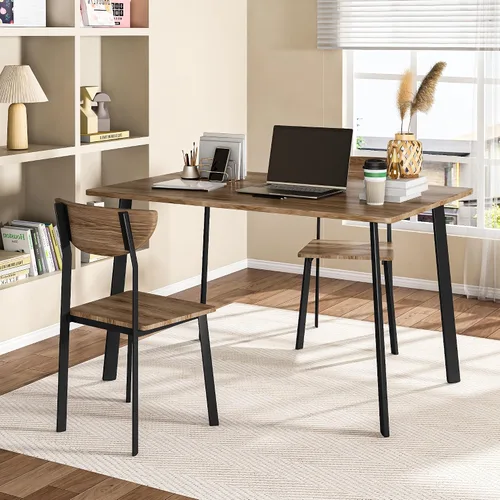 Miniatura 7 de AWQM Juego de mesa de comedor para 4, mesa y sillas de cocina de madera, respaldo curvado, mesas de cocina y comedor, juego de comedor para espacios