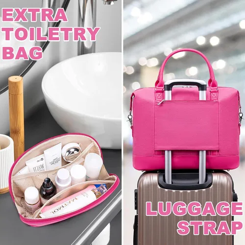 Miniatura 17 de BLUBOON Bolsas de viaje con cremallera, bolsa de lona para mujer, bolsa de fin de semana para mujer, bolsa de lona para llevar en la bolsa de lona