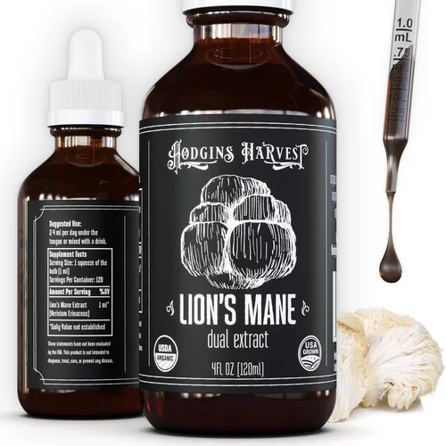 Miniatura 7 de Hodgins Harvest Melena de león orgánica + tintura de reishi Fabricado con hongos cultivados en nuestra granja en los Estados Unidos Extracto