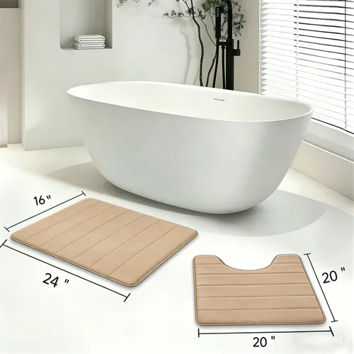 Miniatura 2 de Juego de 2 alfombras de baño de espuma viscoelástica, súper suaves, absorbentes, de secado rápido, alfombras de baño de espuma viscoelástica