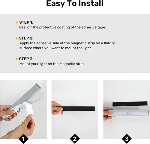 Miniatura 5 de Paquete de 3 luces con sensor de movimiento para pasos de RV, tira de luz con 10 LED alimentada por batería, luz de movimiento activada por sensor
