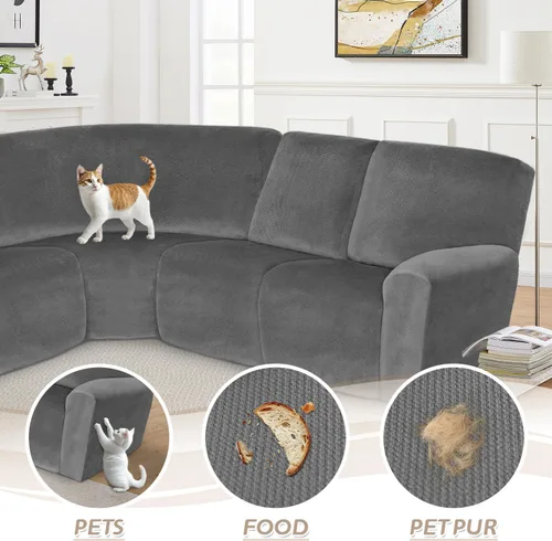 Miniatura 59 de Arfntevss Fundas de sofá seccional reclinable de terciopelo, Funda de sofá seccional de esquina para sofá reclinable, Funda elástica suave