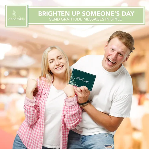 Miniatura 5 de Decorably Paquete de 24 tarjetas de agradecimiento verdes de 6 x 4 pulgadas con sobres y calcomanías, 6 diseños elegantes para amigos, familiares