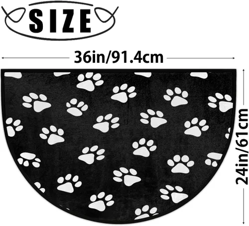 Miniatura 2 de AUUXVA Tapete semicircular con estampado de patas de perro, para entrada interior, huellas, cachorros, antideslizante, absorbente, 24 x 36 pulgadas