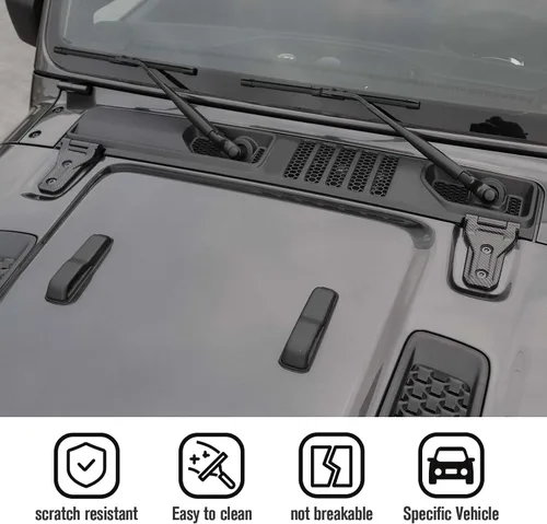 Miniatura 5 de JeCar Cubiertas de bisagra de capó, accesorios exteriores compatibles con Jeep Wrangler 2018-2023 JL JLU 2018-2023, acabado de fibra de carbono