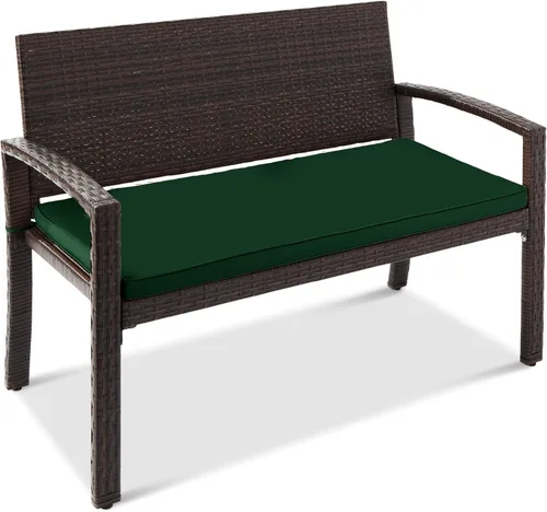 Miniatura 8 de Best Choice Products Banco Exterior de Mimbre para 2 Personas, Bancos de Jardín y Patio, Mobiliario de Exterior para Patio Trasero, Porche con Cojín