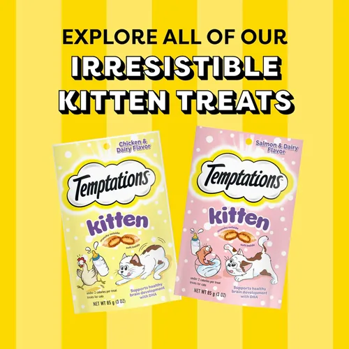 Miniatura 10 de Temptations Kitten Treats - Golosinas clásicas crujientes y suaves para gatos, sabor a pollo y lácteos, bolsa de 6.3 onzas (paquete de 10)