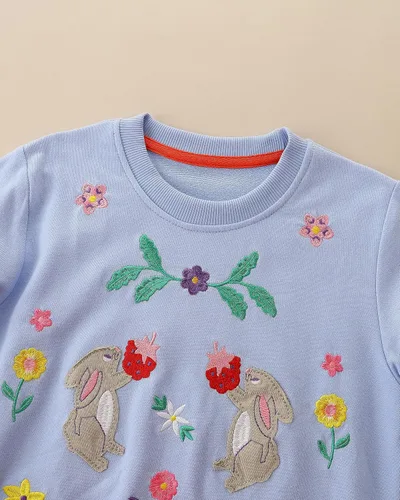 Miniatura 4 de HILEELANG Sudaderas de algodón para niña, estilo casual, cuello redondo, manga larga, suéter