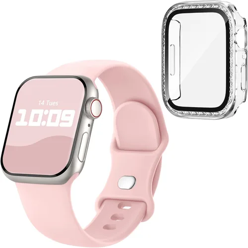 Miniatura 10 de Adorique 3-en-1 compatible con Apple Watch Band de 40 mm, 41 mm, 42 mm, 44 mm, 45 mm, 46 mm, correa deportiva de silicona suave para iWatch Series