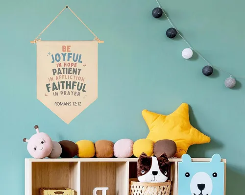 Miniatura 5 de Letrero con versículos bíblicos cristianos, bandera de las Escrituras, regalo para bebés, recién nacidos, niños y niñas, banderines para decoración
