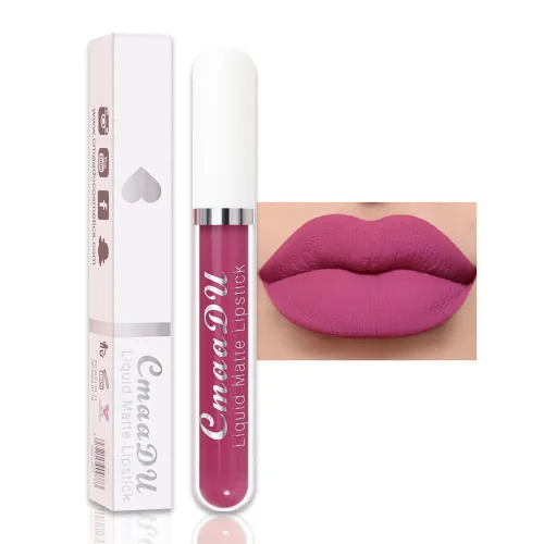 Miniatura 47 de evpct Juego de delineador de labios y lápiz labial metálico rosa claro, para mujeres, de larga duración, impermeable, 24 unidades, color rosa claro