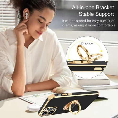 Miniatura 4 de BENTOBEN Funda para iPhone 13 Pro, iPhone 13 Pro, ajuste delgado, soporte de anillo de 360°, atril, soporte magnético para automóvil, soporte