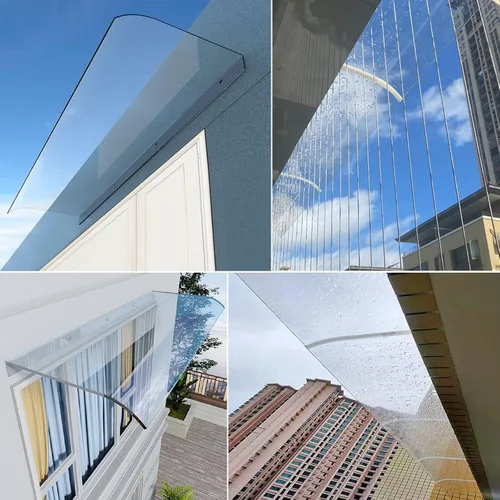 Miniatura 8 de Toldo transparente para ventana, protección UV, lluvia, nieve, luz solar, toldo para puerta delantera, toldo para lluvia, patio, cubierta silenciosa