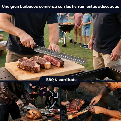 Miniatura 7 de SYOKAMI Juego de cuchillos para rebanar brisket, cuchillos de trinchar y deshuesar para carne y pavo, juego de cuchillos de cocina de acero de alto