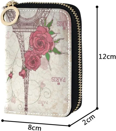 Miniatura 4 de MOYYO Funda de cuero con cremallera para tarjetas de crédito RFID para mujeres y niñas