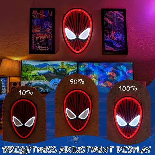Miniatura 3 de Letreros de neón de Spider-Man, luces LED de neón de anime, alimentadas por USB para decoración de pared, arte, recámara, fans de Mar-vel, guarida