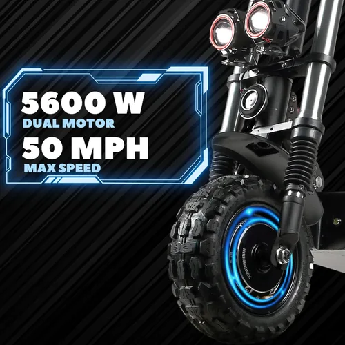 Miniatura 2 de Electric Scooter Adult K8 6000w Dual Motor, Max Speed 50MPH Range 70 Miles, 12 Inch Street Tires Commuter Dual Suspension E-Scooter with Seat and
