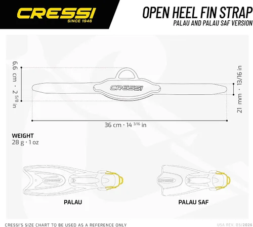Miniatura 4 de Piezas de repuesto originales de correa de aleta de talón abierto para Palau y Palau SAF Flippers - Fabricado en Italia por Cressi - Calidad desde