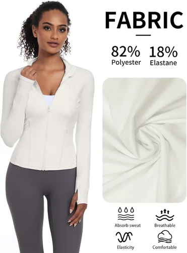 Miniatura 4 de VUTRU Womens Workout Yoga Jacket Lightweight Zip Up Athletic Jacket Lightweight Cropped Jacekt with Pockets