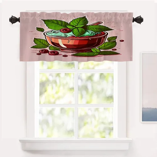 Miniatura 21 de Shrahala Floral Abstract Design Blackout Curtain Tiers, Minimalist Flower Illustration Kitchen Valance Light Blocking Tier Drapes with Rod Pocket, 2