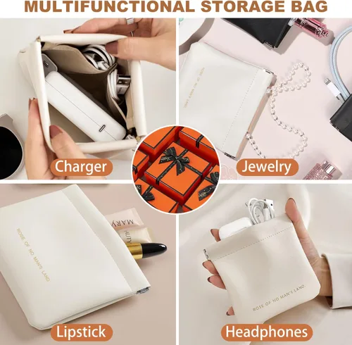 Miniatura 6 de Bolsa de cuero para anillos, funda para anillos de boda, bolsa para anillos de compromiso, almacenamiento de joyas para novios, portador de anillos