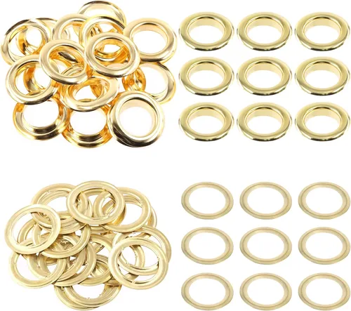 Miniatura 14 de Swpeet 204 piezas – 100 juegos de ojales de agujero de 1/2 pulgada (0.472 in) gruesos de 4 colores ojales de metal ojales y 3 piezas de herramienta
