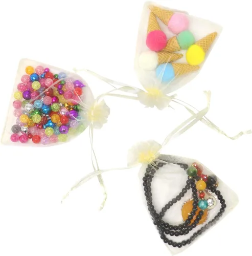Miniatura 5 de 50 bolsas de organza transparentes de 3 x 4 pulgadas, pequeñas bolsas de regalo de joyería con cordón para bodas, fiestas, bolsas de dulces
