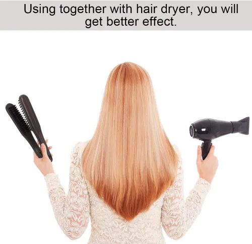 Miniatura 5 de Peine para alisar el cabello, pinza de cerdas de jabalí, cepillo de doble cara con abrazadera de cepillo, sin cepillo eléctrico para desenredar