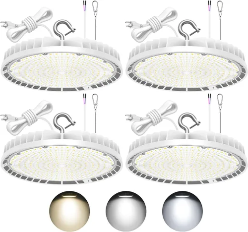 Miniatura 13 de KUKUPPO Luz LED de alta bahía de 150 W, 120 W, 90 W, ajustable, 4500 K, 5000 K, 5700 K, luz LED de alta bahía con enchufe para almacén de fábrica