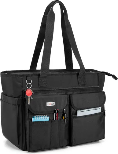 LoDrid Bolsa para profesores con almohadilla inferior, capa de almacenamiento separada para laptop (hasta 15.6 pulgadas), bolsas para profesores y