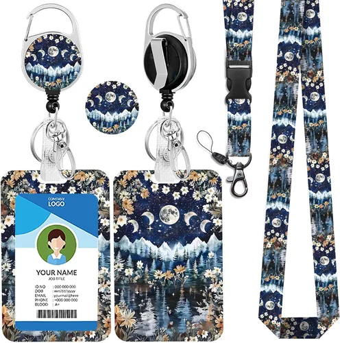 Miniatura 17 de Cordones azul bebé para llaves Portador de Insignias, Carrete de Insignias Retráctil con Clip de Mosquetón y Cordón Desmontable, Linda Tarjeta