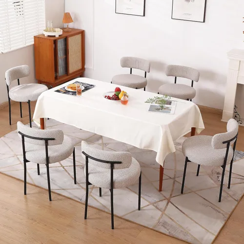 Miniatura 15 de Juego de 2 sillas de comedor negras, sillas de comedor modernas de mediados de siglo, respaldo curvado, sillas de comedor tapizadas redondas