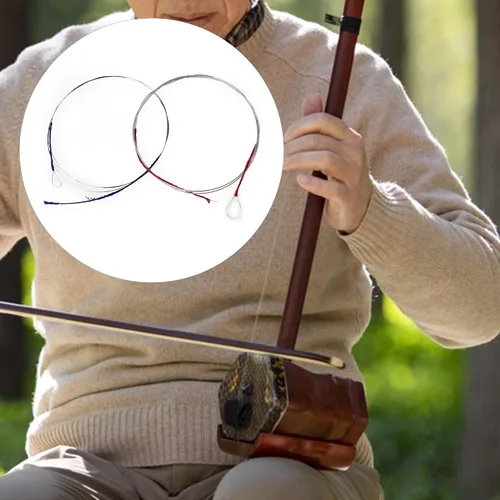 Miniatura 8 de Lovermusic 39.37 pulgadas de longitud, accesorios de instrumentos musicales chinos plateados para cuerdas Erhu de 2 cuerdas, paquete de 2