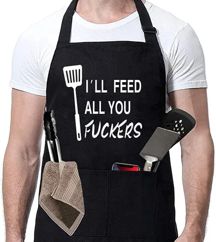 Miniatura 8 de Rosoz Delantales divertidos para barbacoa negros ajustables para cocina, chef, delantales para hombres.., Talla única