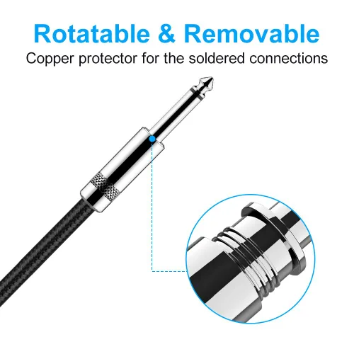 Miniatura 2 de New bee - Cable de guitarra de 6 pies, para instrumentos eléctrico, cable AMP para bajo, conector recto a recto de 1/4 para guitarra eléctrica, bajo