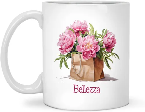 Miniatura 12 de Tazas de cerámica personalizadas del cubo de rosas con nombre, Taza de flores, Taza de café de flores de rosas personalizadas, Taza de té floral