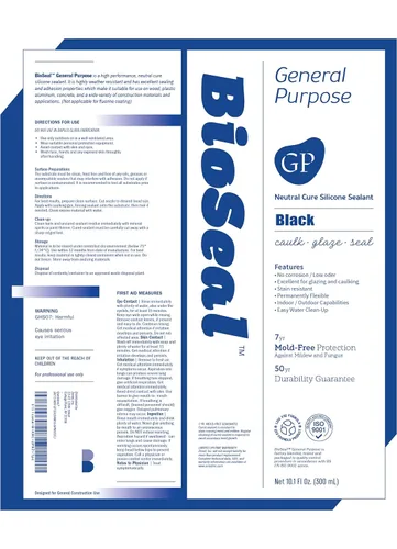 Miniatura 3 de Black BioSeal Sellador Masilla de Silicona 100% para Uso General, Impermeable y Sin Olor, Cartucho de 10.1 Onzas - Negro (1)