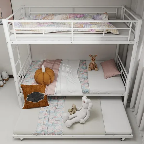 Miniatura 7 de Anwick Litera de tamaño individual sobre individual, marco de cama de metal resistente para niños, niñas, adolescentes y adultos, 2 escaleras Negro 1