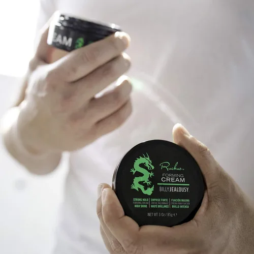 Miniatura 8 de Billy Jealousy Ruckus Crema formadora de cabello para hombres con fuerte sujeción y alto brillo, reutilizable, aspecto natural, producto de peinado