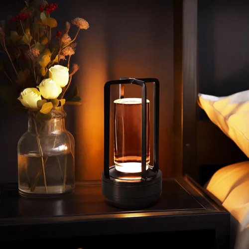 Lámpara de mesa inalámbrica, lámpara decorativa LED recargable con control táctil, 3 modos de color y atenuación continua, lámpara de batería de