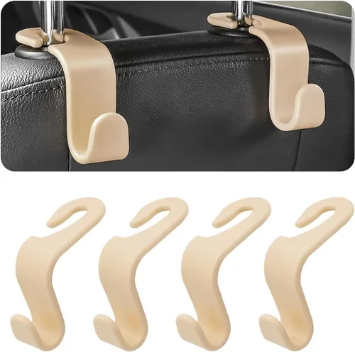4 ganchos para reposacabezas de asiento de coche, soporte de colgador para asiento trasero, organizador de vehículo universal y elegante para el