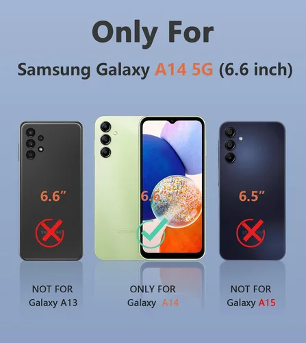 Miniatura 2 de FNTCASE Funda para Samsung Galaxy A14-5G: Funda de TPU resistente con textura de doble capa a prueba de golpes con soporte Protección contra Negro