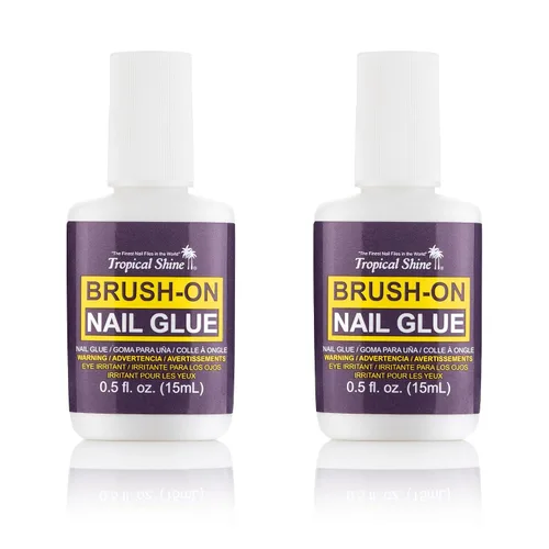 Miniatura 2 de Tropical Shine Pegamento para uñas con brocha: adhesivo de uñas para puntas y reparación de uñas a presión, fórmula fuerte de secado rápido