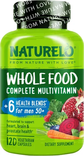 NATURELO Multivitamínico de Alimentos Integrales para Hombres de 50+ - con Vitaminas, Minerales, Extractos Herbales Orgánicos - Vegano Vegetariano -