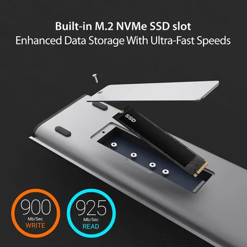 Miniatura 5 de j5create Estación de acoplamiento de pantalla USB C Dual 4K 60Hz (12 en 1), ranura SSD M.2 integrada, HDMI, DisplayPort, USB-A de 10 Gbps, lector