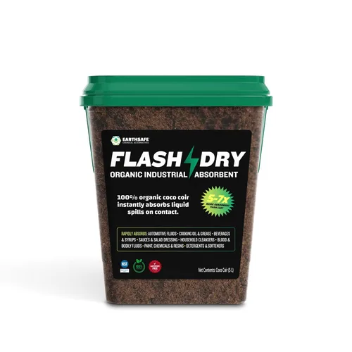 FlashDry Cubo de 5 litros de súper absorbente de derrames, 100% orgánico respetuoso con el medio ambiente, para aceite, pintura, grasa y más en